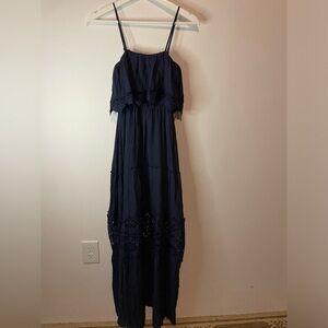 Navy maxi sundress‎ with lace accents small